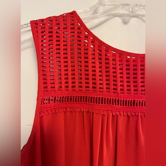 Max Studio Red/Orange Midi Overlay Dress - Size Small - Picture 3 of 6